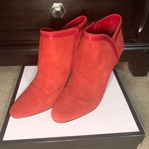 Nine West red booties size 10